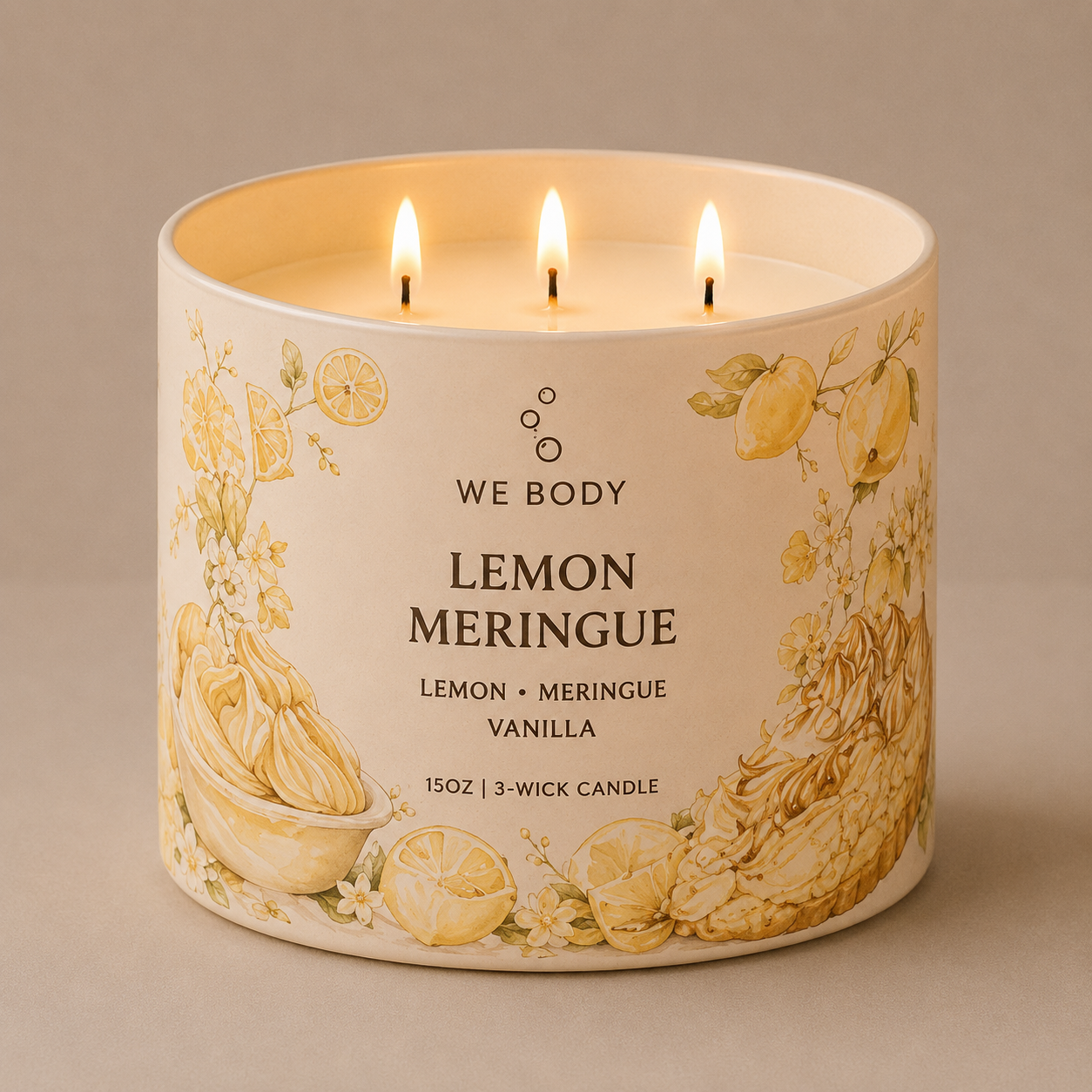 Lemon Meringue Pie 3-Wick Candle