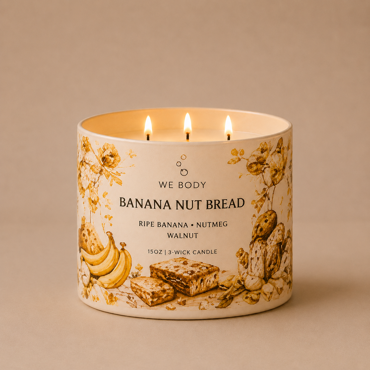 Banana Nut Bread 3-Wick Candle