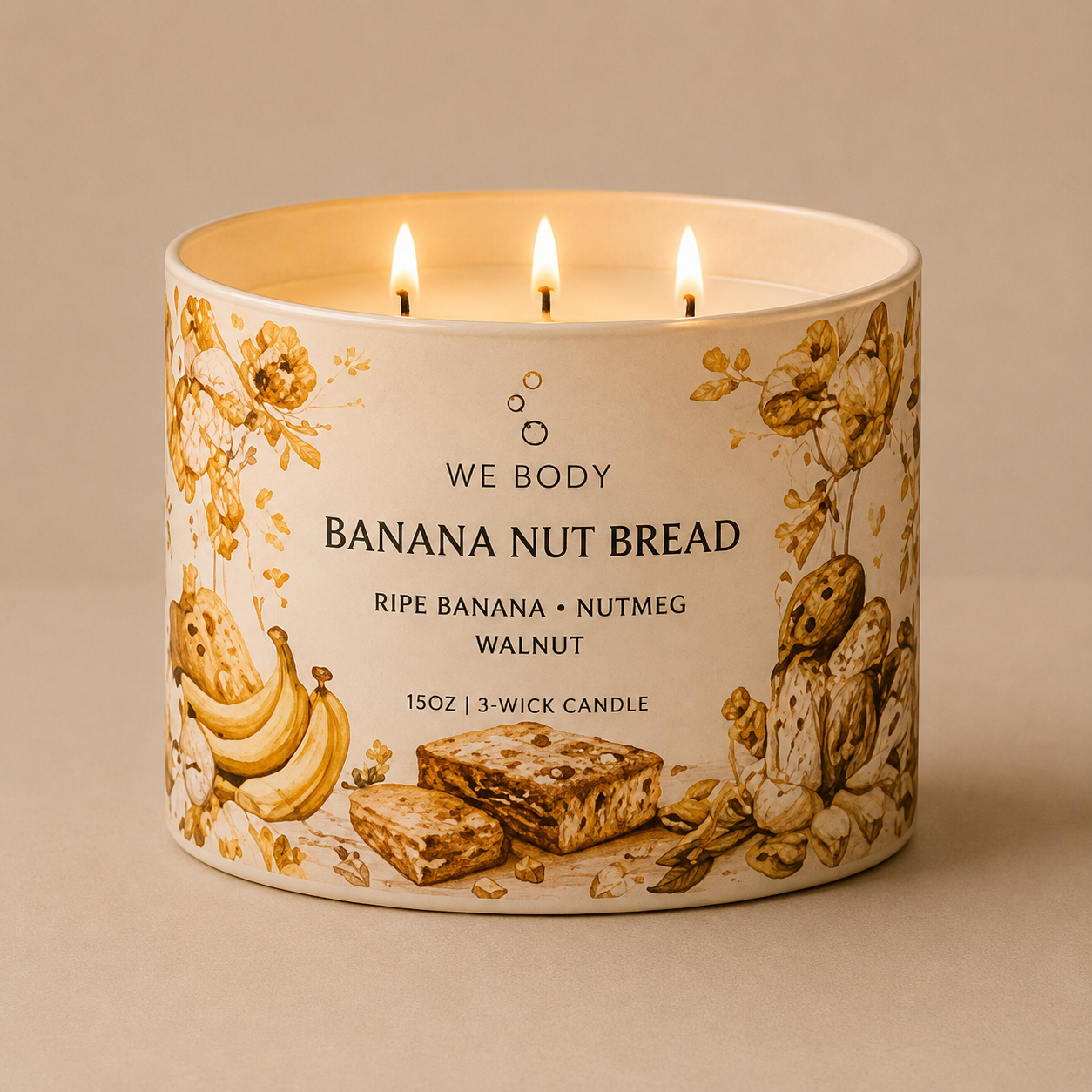 Banana Nut Bread 3-Wick Candle