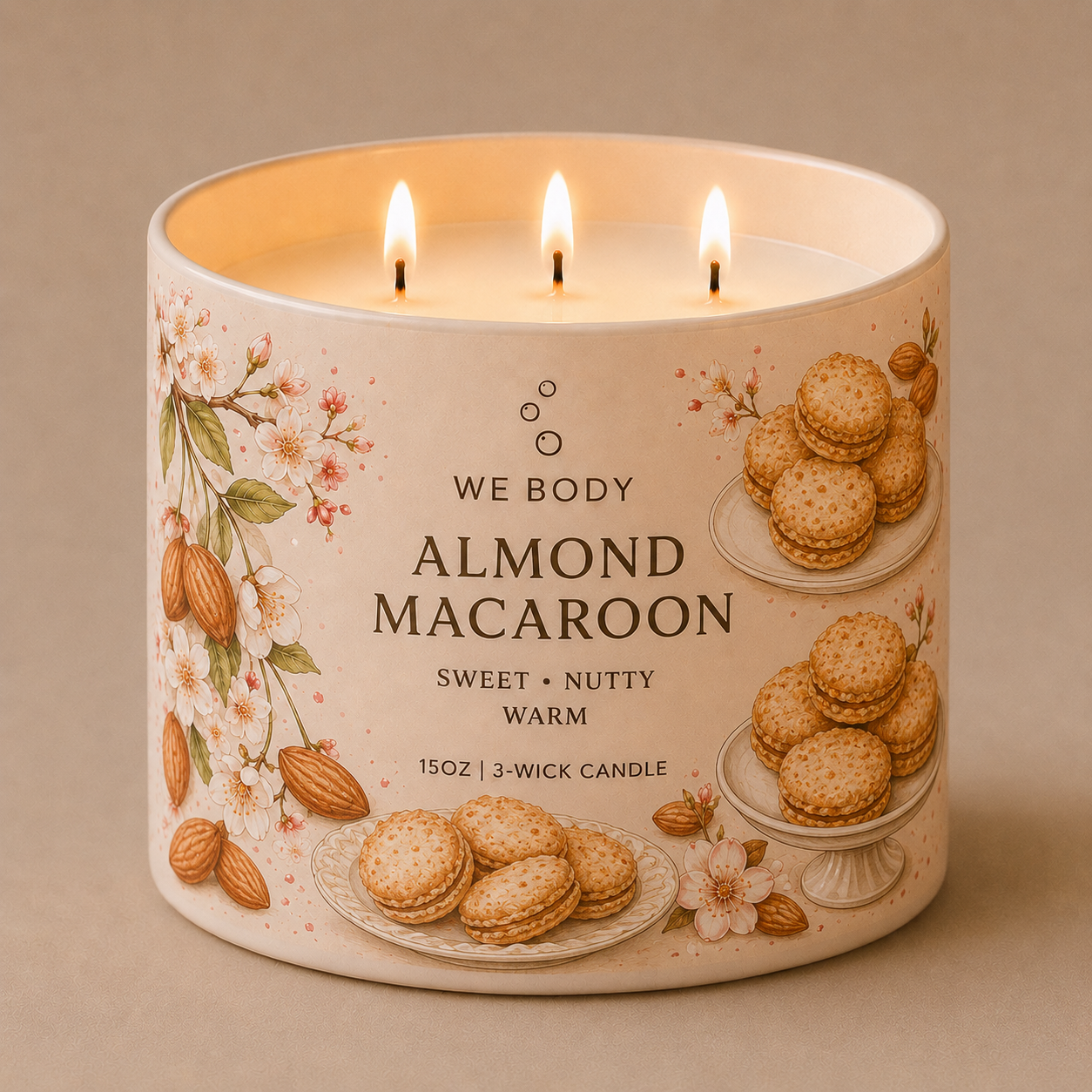 Almond Macaroon 3-Wick Candle